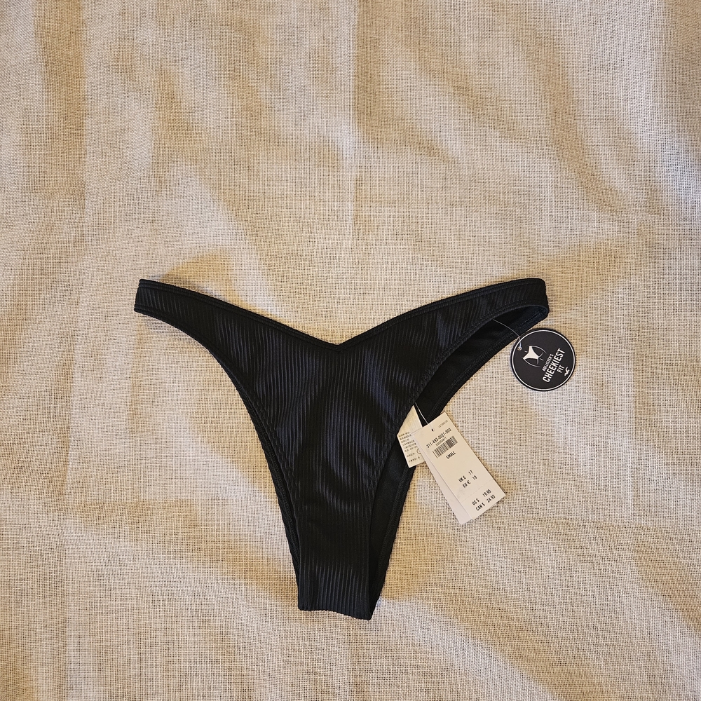 Hollister Black Ribbed Bikini Bottom